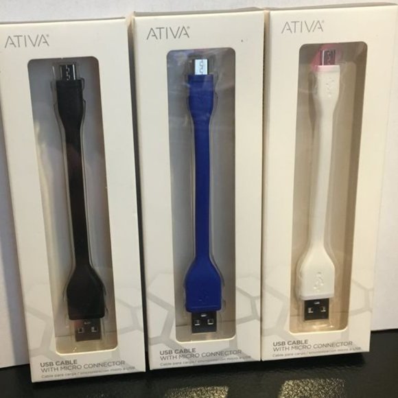 Set of 3 Ativa USB Cables with micro connectors - Picture 1 of 3